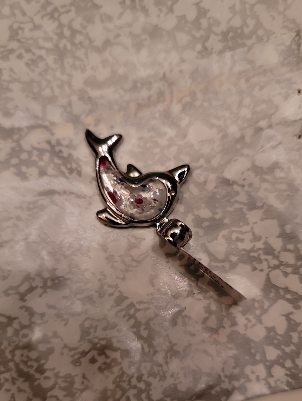Silver Whale Pendant Necklace with Clear Accent